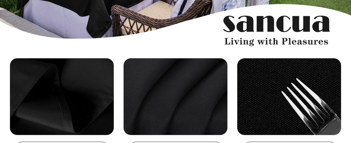 Rectangle Tablecloth - 60 x 84 Inch - Stain and Wrinkle Resistant Washable Polyester Table Cloth, Decorative Fabric Table Cover for Dining Tables, Buffet Parties and Camping, Black