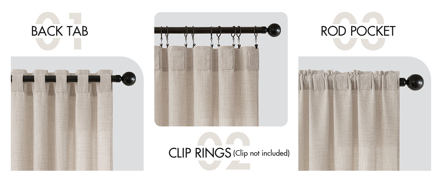 Linen Curtains 84 Inch Length 2 Panels Natural Semi Sheer Curtain with Back Tab Rod Pocket, Light Filtering Window Privacy Burlap Drapes for Living Room Bedroom 42W x 84L Linen